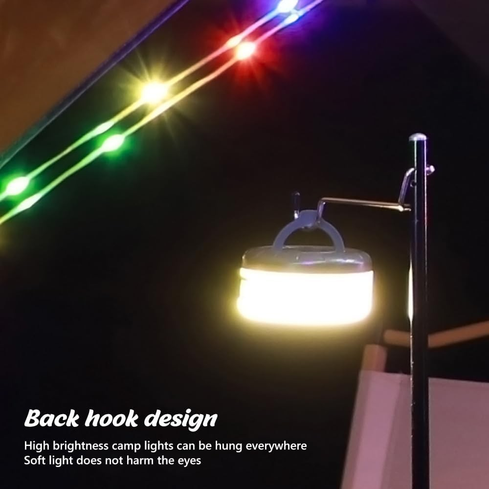 (10m) 2in1 Mini LED Outdoor Lampe USB Lichterkette Tragbare Gartenleuchte Kabelrolle mit 5 Modi IP44 - Warmweiss / RGB