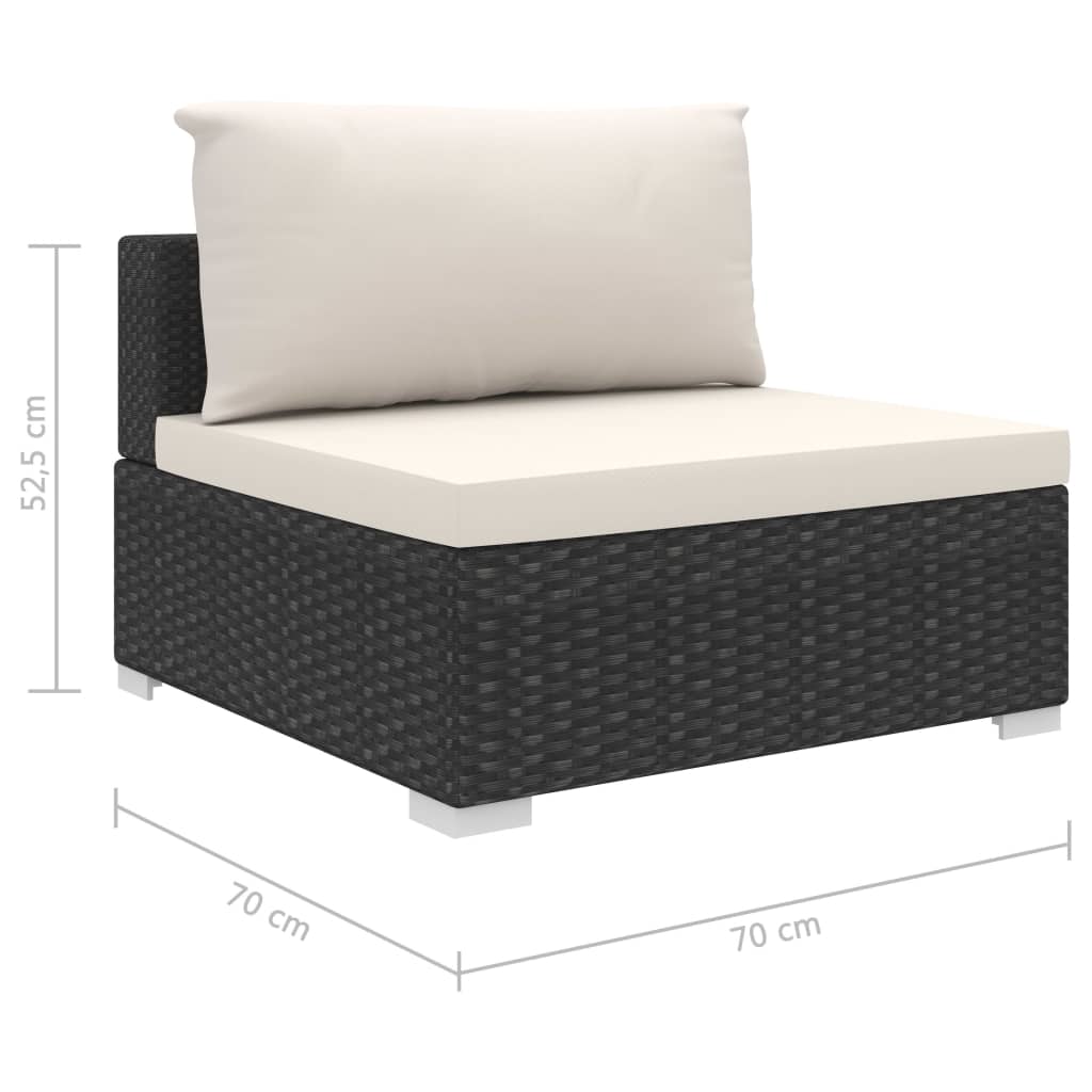 Salon de jardin meuble d'extérieur ensemble de mobilier 6 pièces avec coussins résine tressée noir
