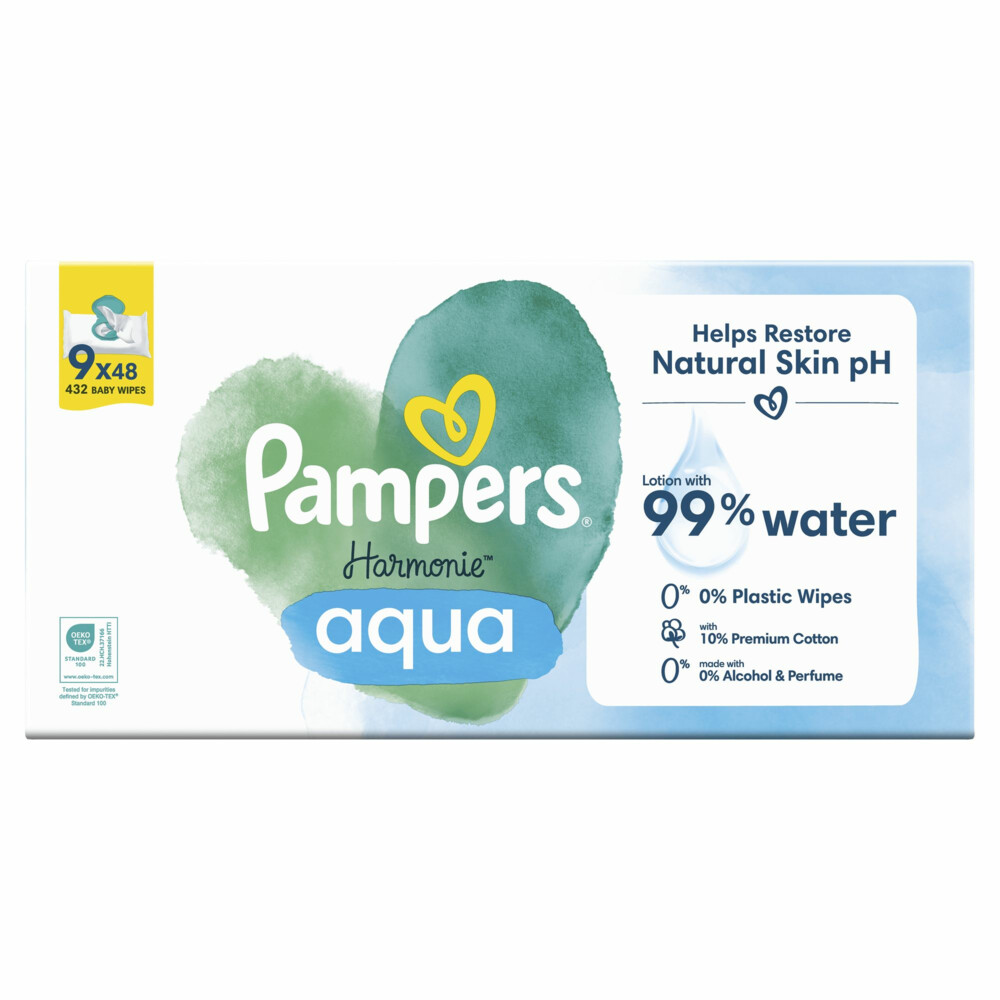Pampers Billendoekjes Harmonie Aqua9x48 = 432 stuks