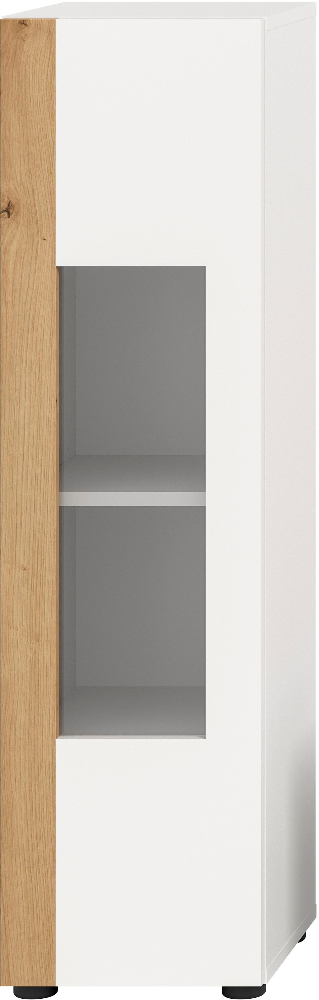 INOSIGN Vitrine »Svala, Höhe 112 cm, Holzdekor, 1 Tür« 1 Stk. tlg. 3 Einlegeböden, Vitrinenschrank, Schrank, Wohnschrank