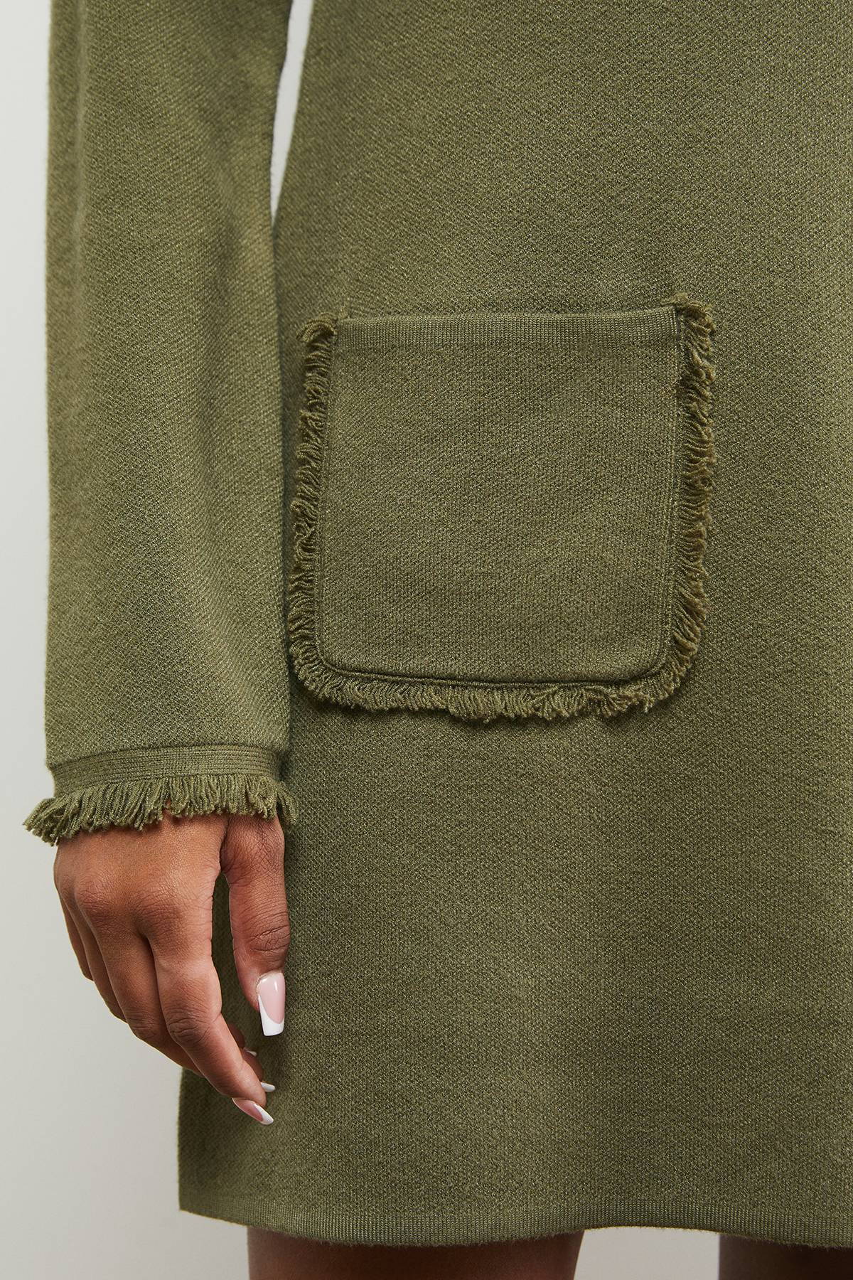 Oasis Robe Mini Col Rond à Détails Franges