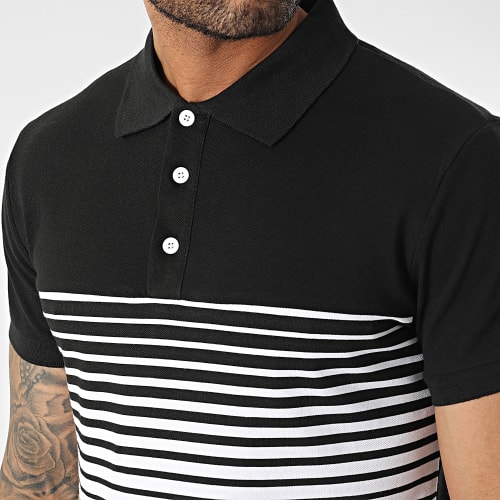 Ensemble Polo Manches Courtes Et Short Jogging Noir Blanc