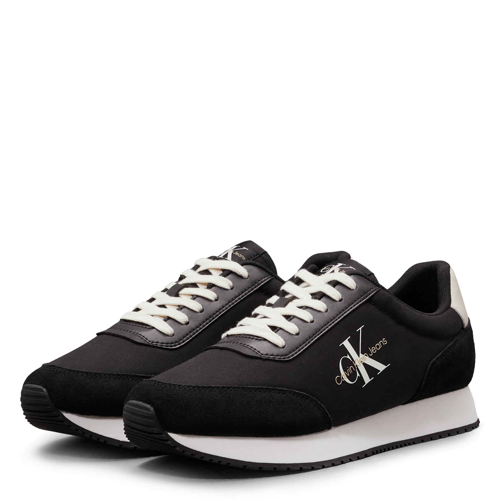 Baskets basses compensées en coton| Noir