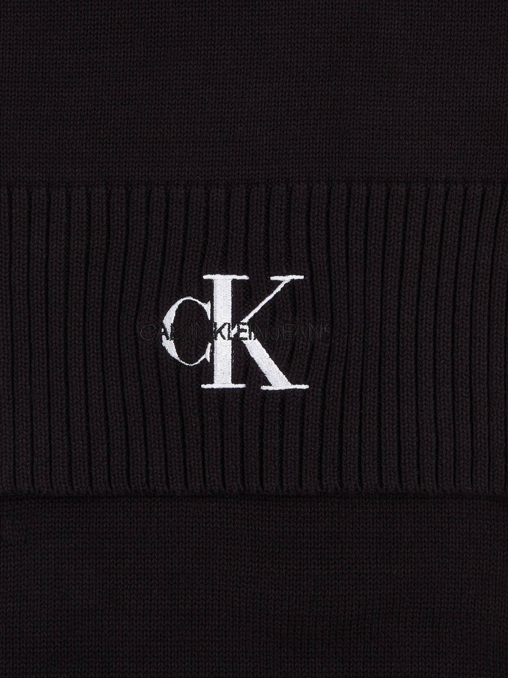 CALVIN KLEIN JEANS| Strickschal MONOLOGO EMBRO KNIT aus Bio-Baumwolle