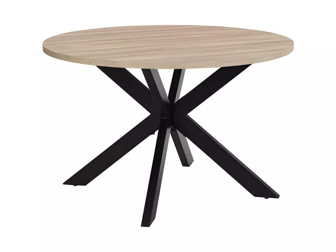Table à manger TILKI - 4 personnes - MDF & Métal - Chêne et Noir