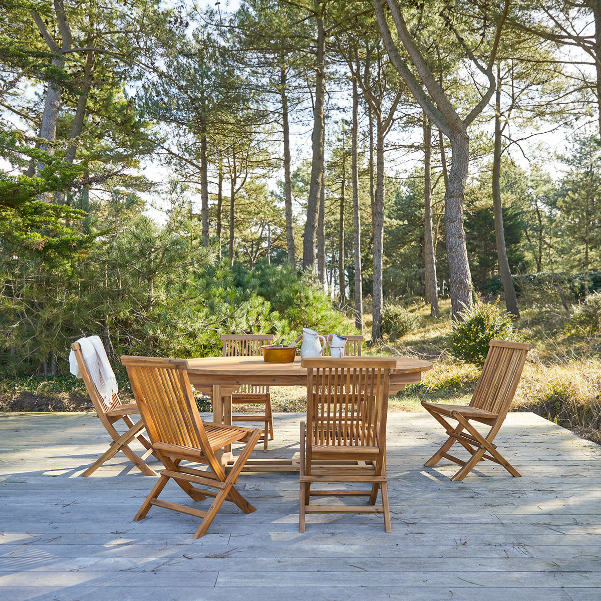 Tikamoon - Capri - Massief acaciahouten tuinset 6 stoelen