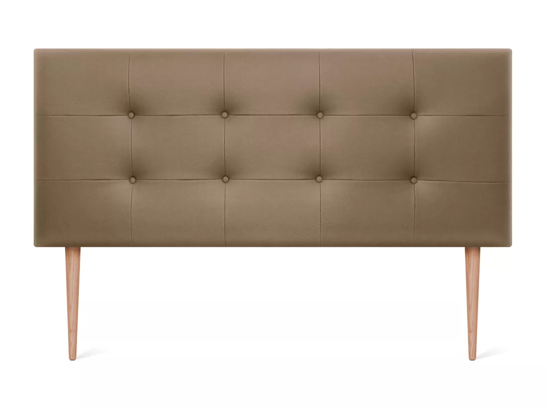 DHOME Tête de lit en Similicuir Capitonné 160x115cm avec Pieds Lits 150/160 - Marron Clair