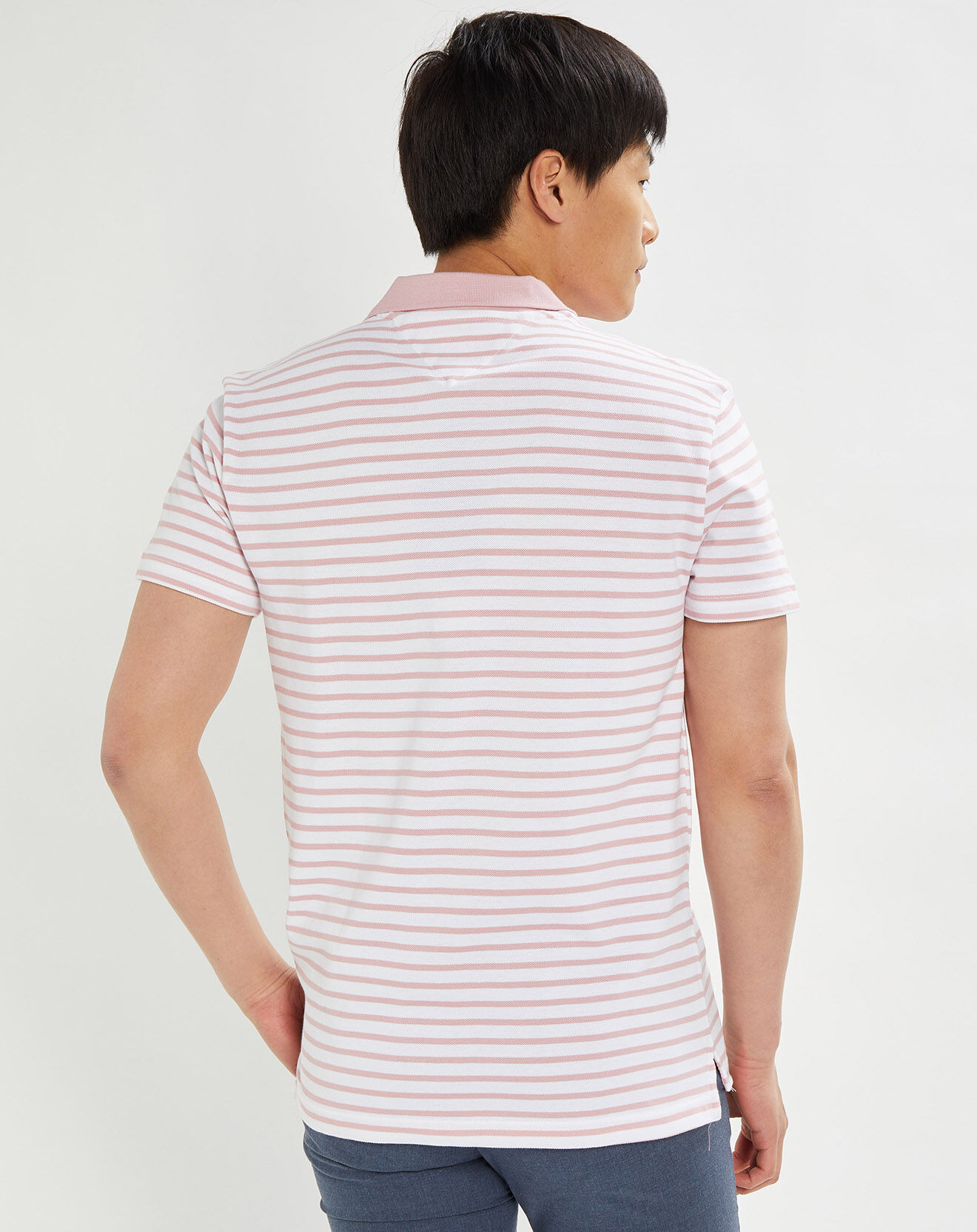 Tommy Jeans Polo Classic Easy rayé rose/blanc