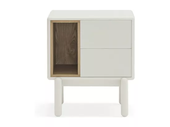 Corvo - Table de chevet en bois : Couleur - Blanc