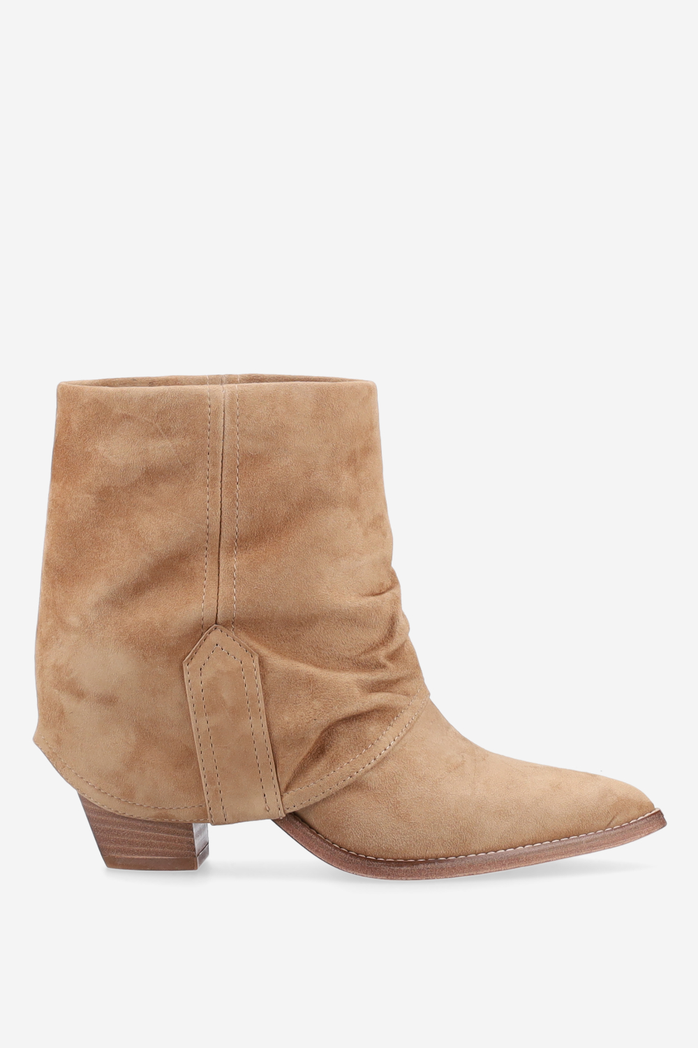 Fold-over suede ankle boots