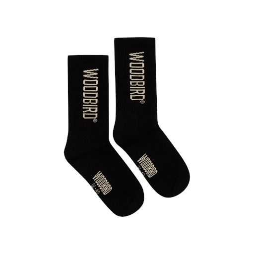 Woodbird Tennis Logo 2-pak Strømper, Black, 41-46