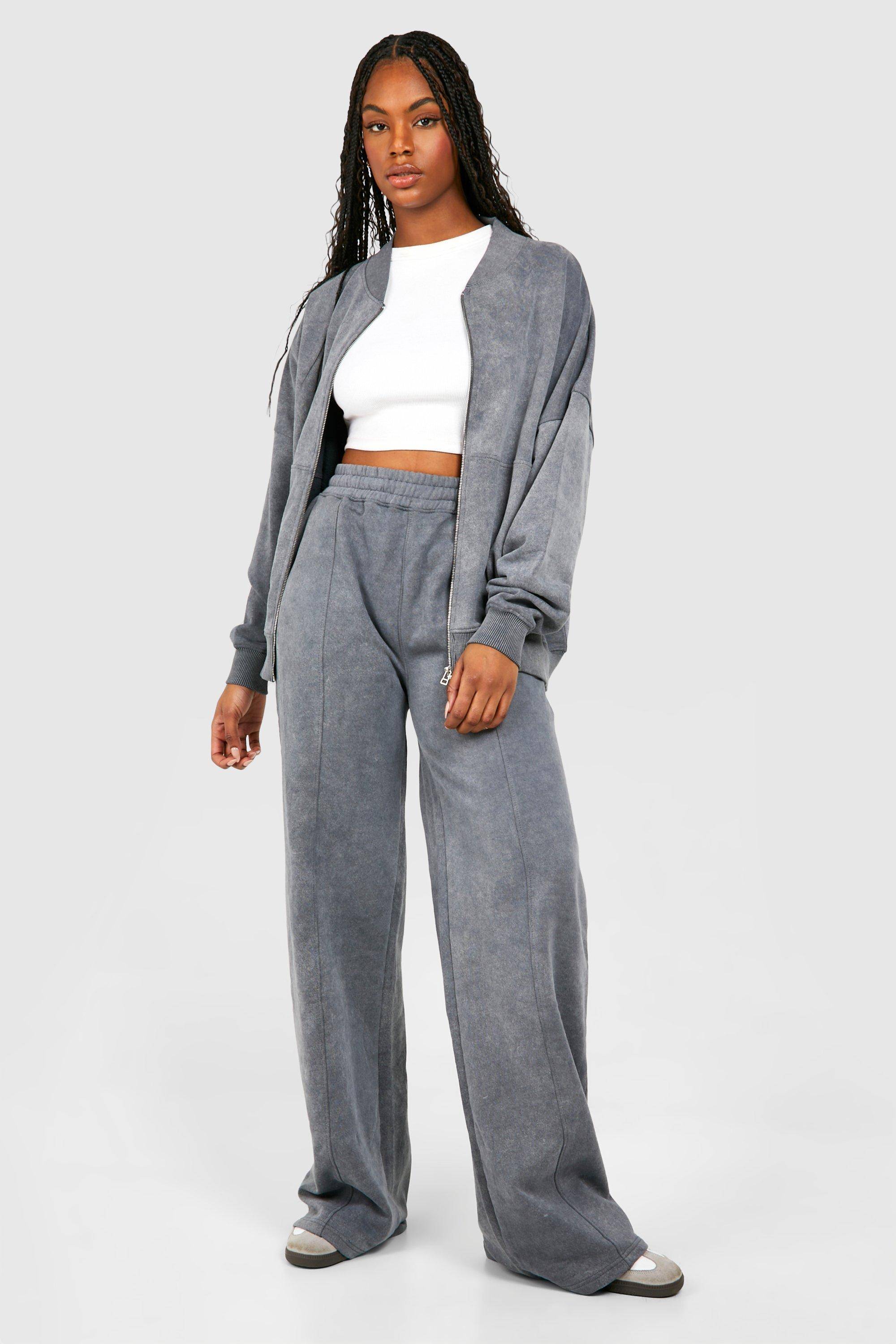 boohoo Tall Acid Wash Bomber Tracksuit