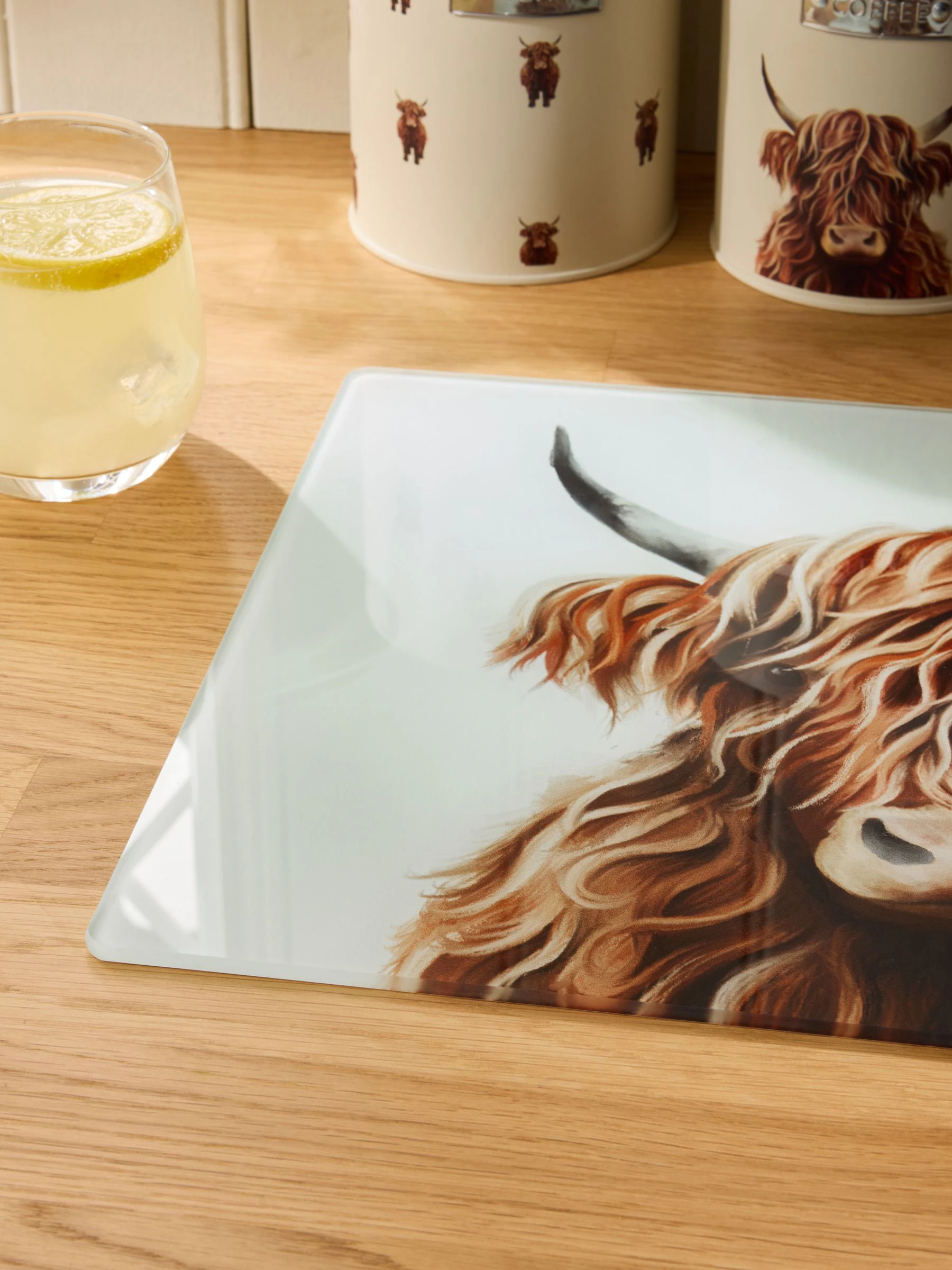 Hamish The Highland Cow glazen werkbladbeschermer