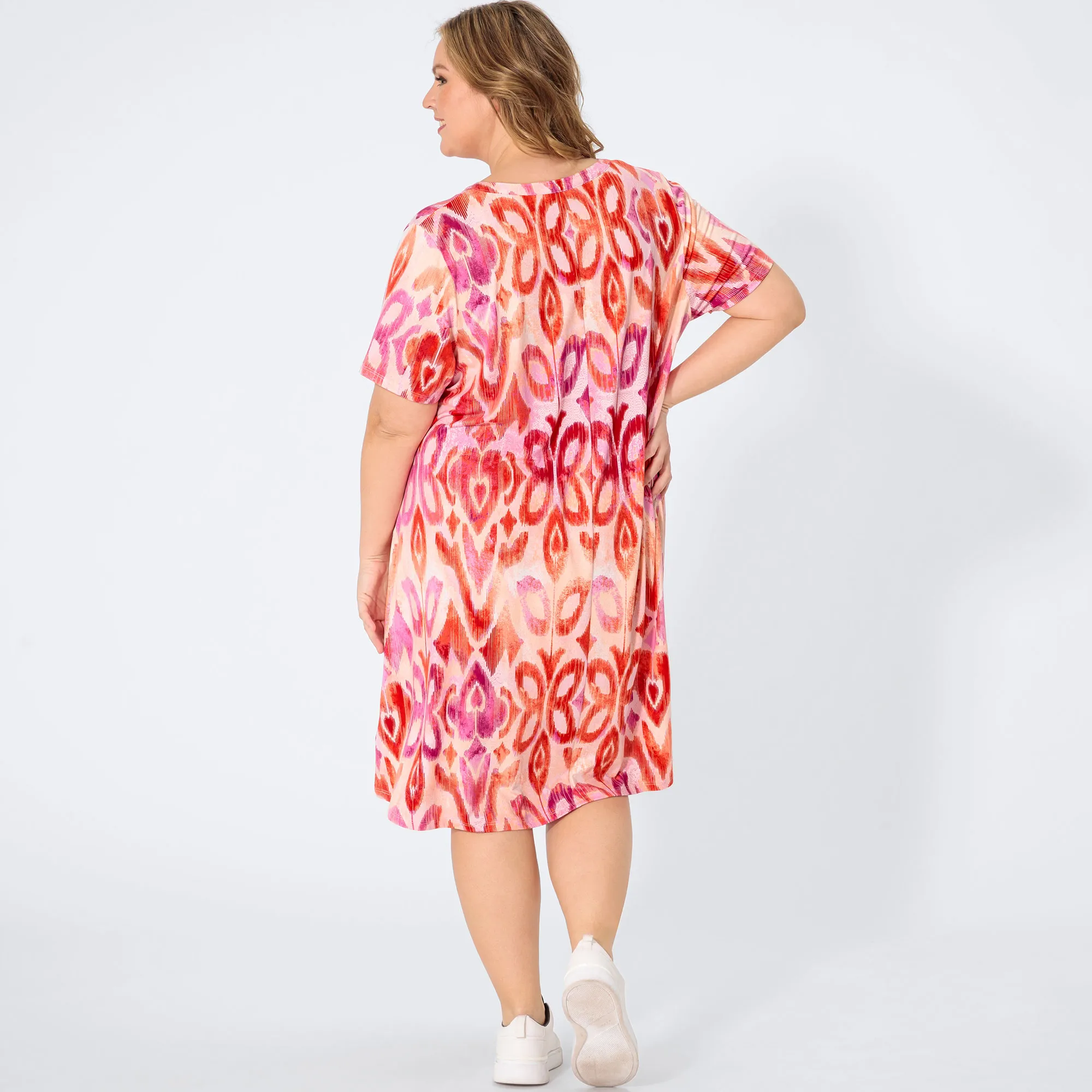 Damen-Kleid mit kurzen Ärmeln, große Größen