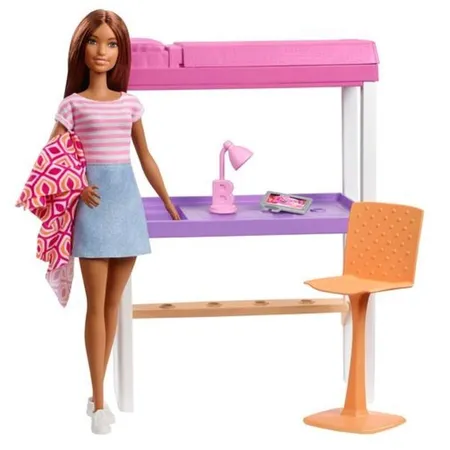 Barbie Deluxe-Set Möbel Hochbett mit Schreibtisch & Puppe