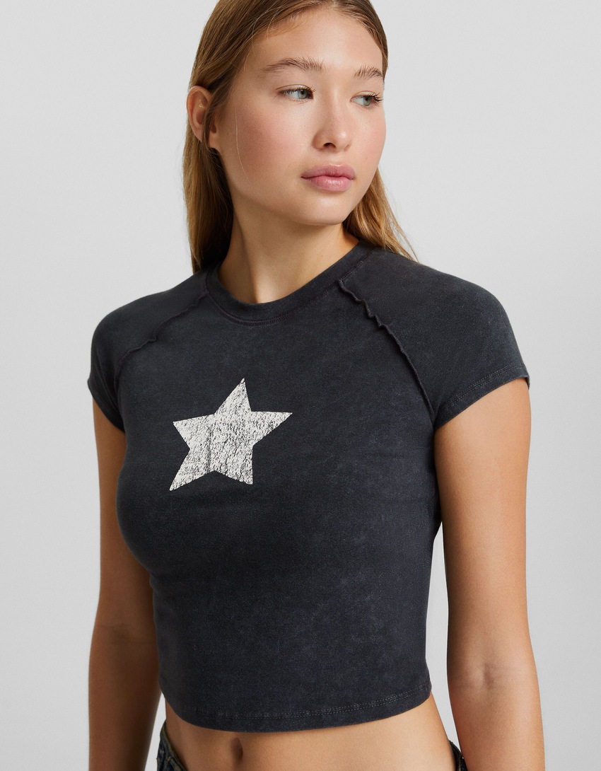 Camiseta de manga curta com estampa