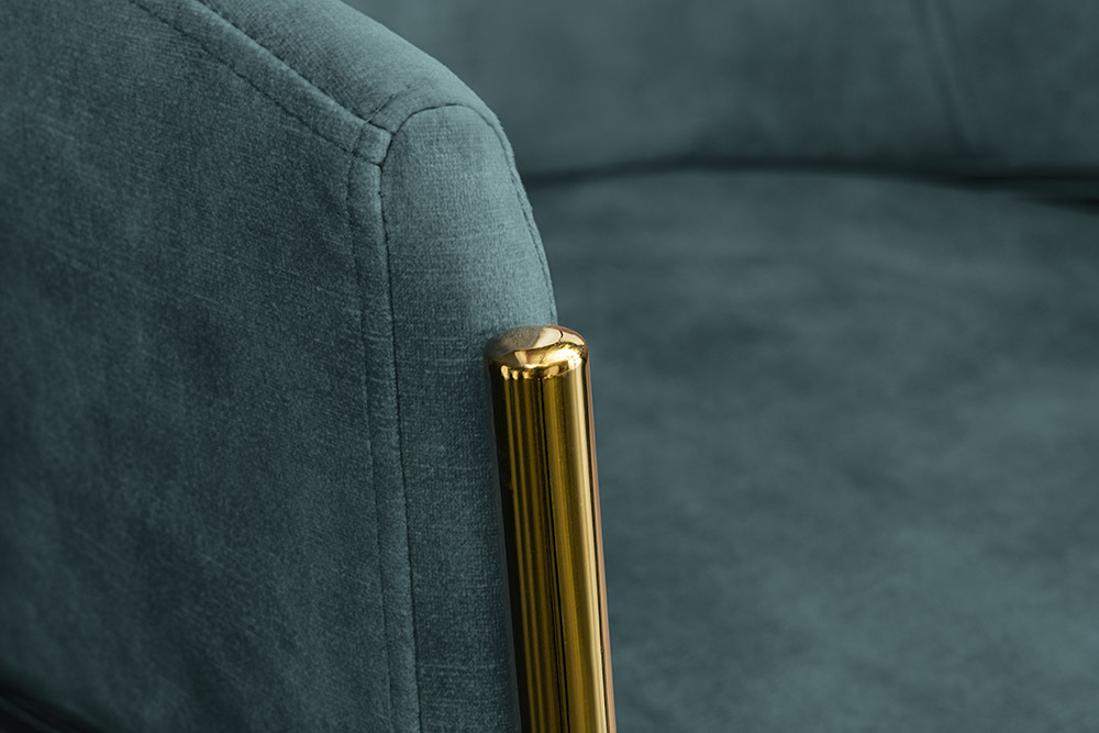 Design Stuhl NOBLESSE petrol Samt golden verchromtes Metallgestell