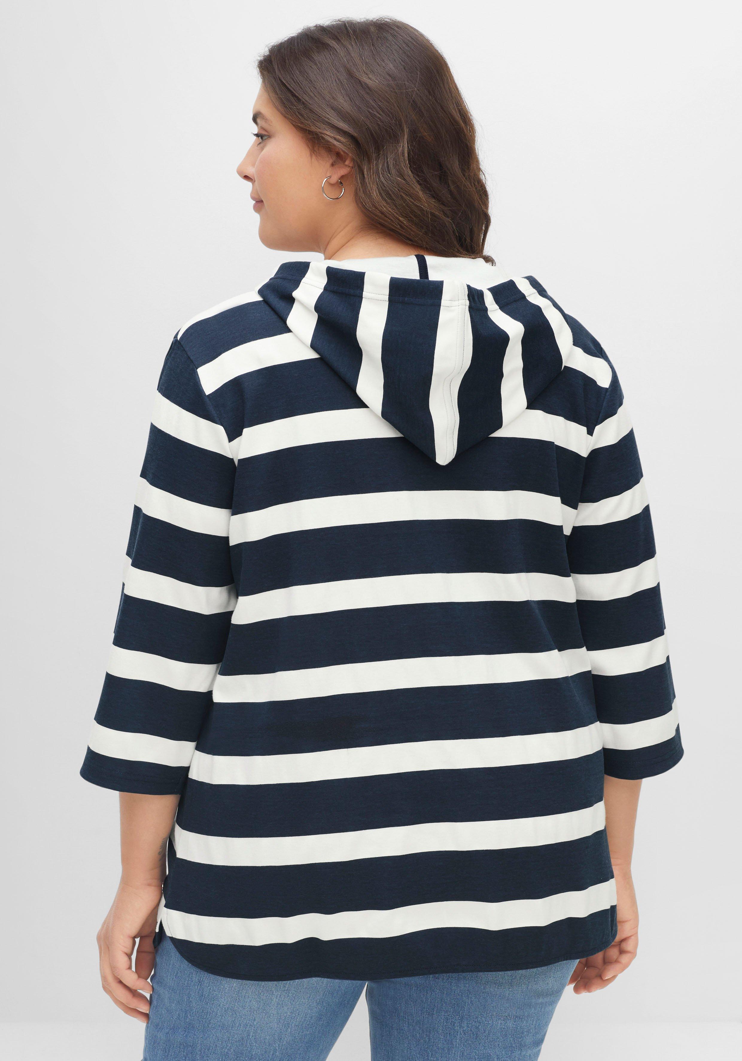 Kapuzenshirt mit Streifenmuster und 3/4-Arm