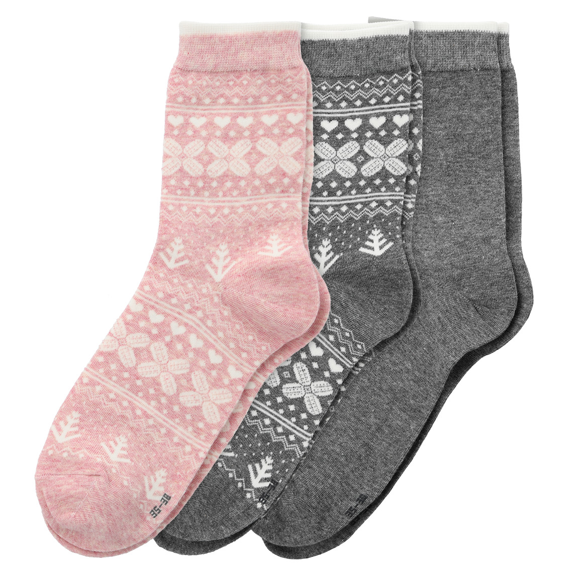 Gina Benotti 3 Paar Damen Socken grau / rosa / weiss