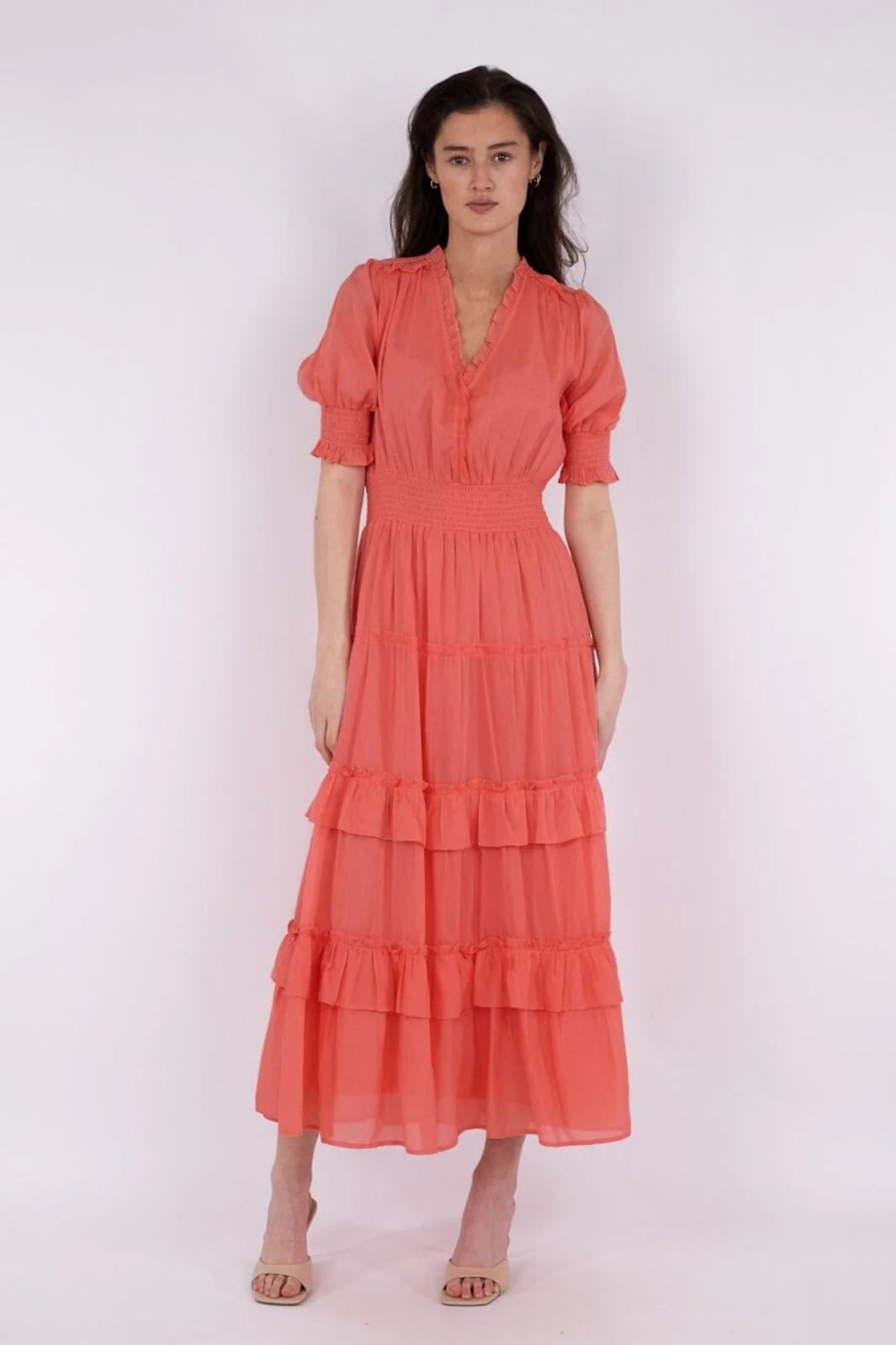 Neo Noir Sophie S Voile Dress coral