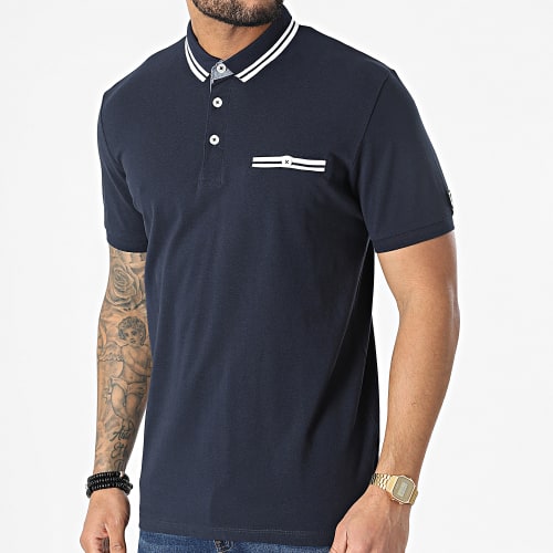 Polo Manches Courtes A Poche Poitrine Royal Bleu Marine