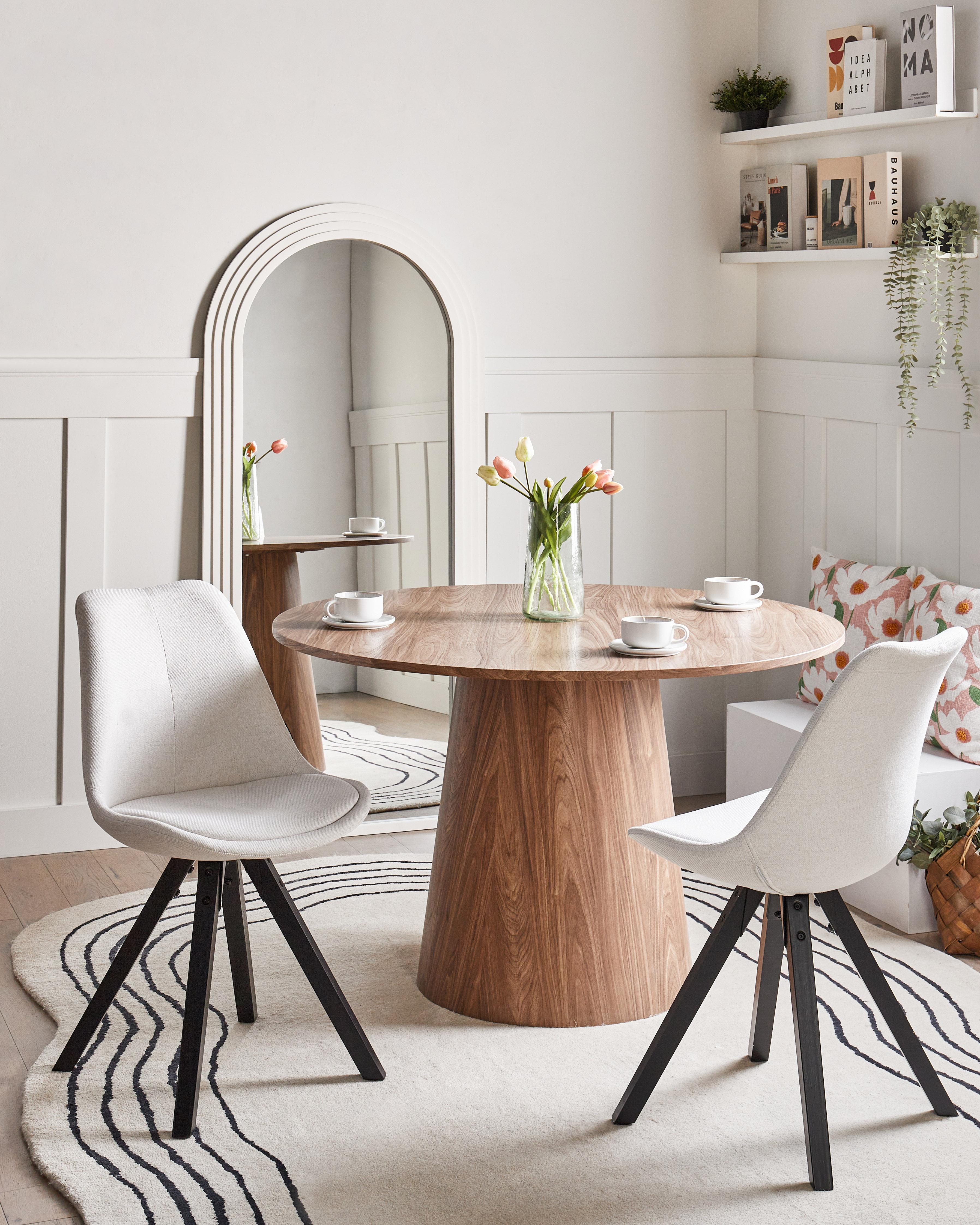Set van 2 eetkamerstoelen HEDLEY Stof Lichtbeige
