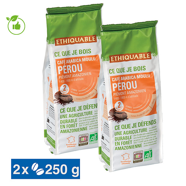 Café moulu Ethiquable Café Pérou, 100% arabica, 2 x 250 g