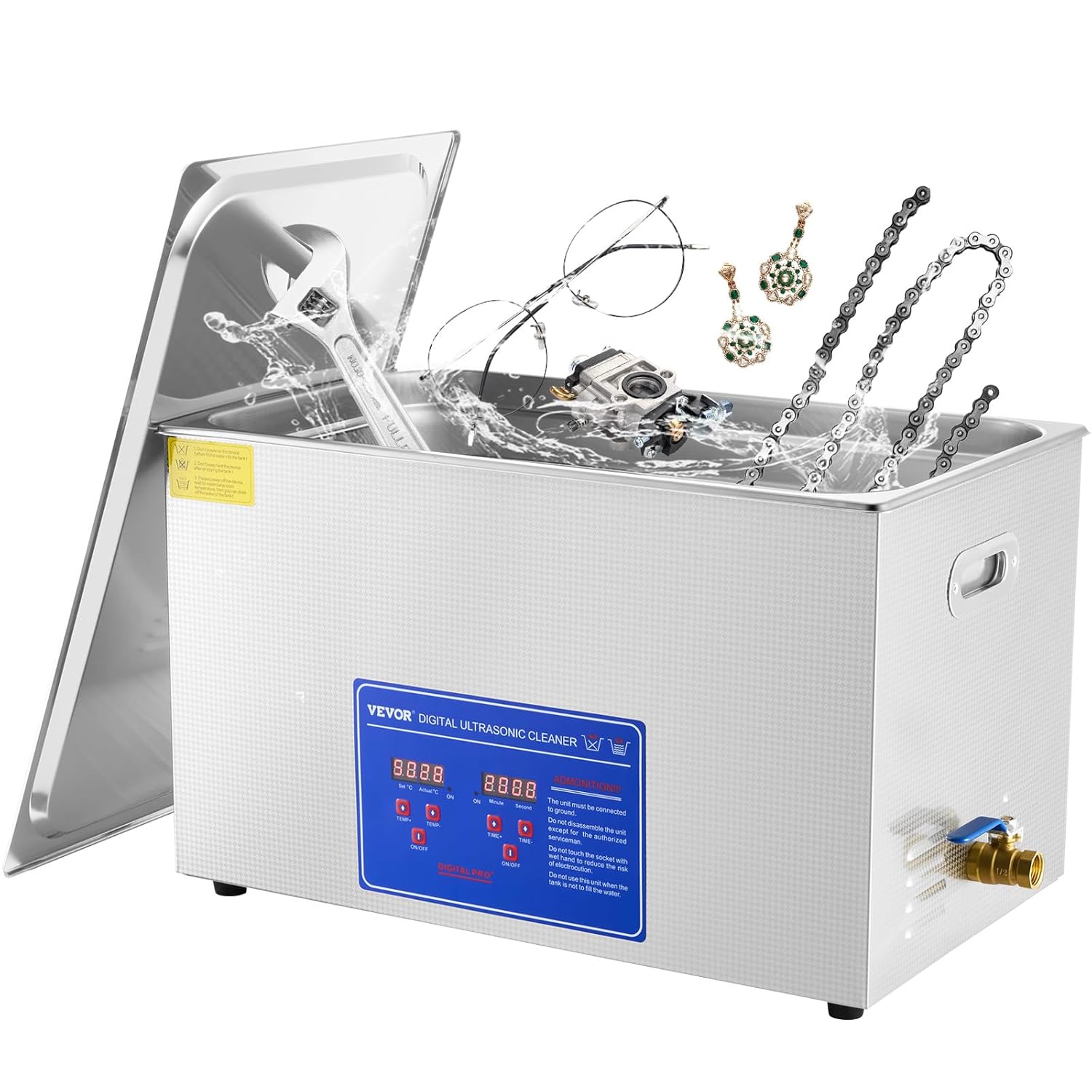 VEVOR 30 L Ultraschallreinigungsgerät Ultraschallreiniger mit Heizung 600 W Ultraschallreiniger aus Edelstahl Ultraschall Reinigungsgerät für Brillen Schmuck Zahnprothesen Münzen usw.