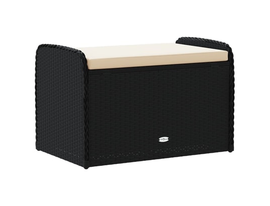VIDAXL - Banc de jardin Banc de rangement avec coussin noir 80x51x52 cm résine tress...