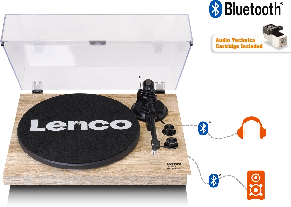 LENCO LBT-188 Bluetooth Plattenspieler mit USB, Kiefer