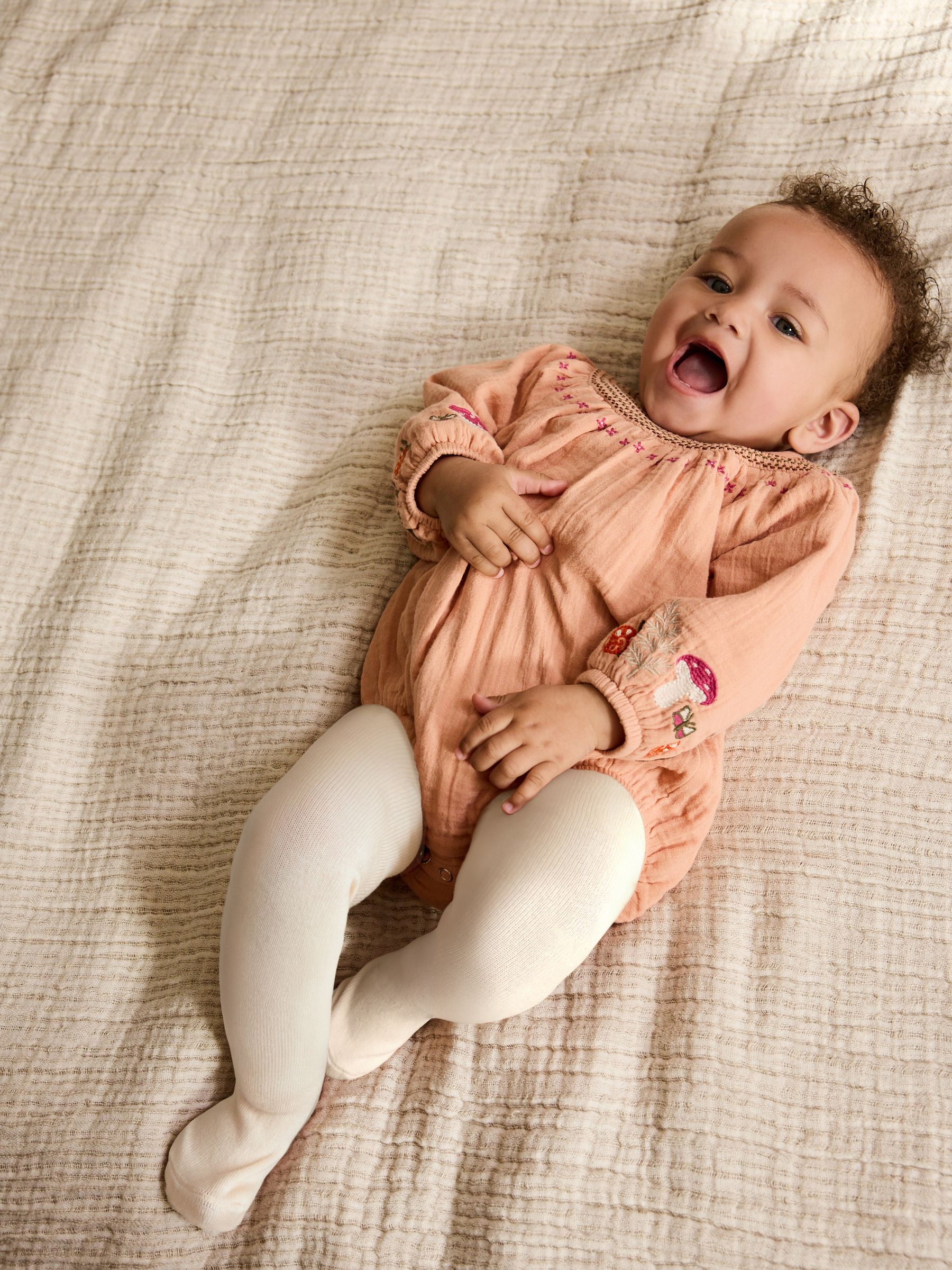 Bruin met borduursel - Babyrompers met bloemenprint Set 2 -delig met maillot (0mnd -3jr)