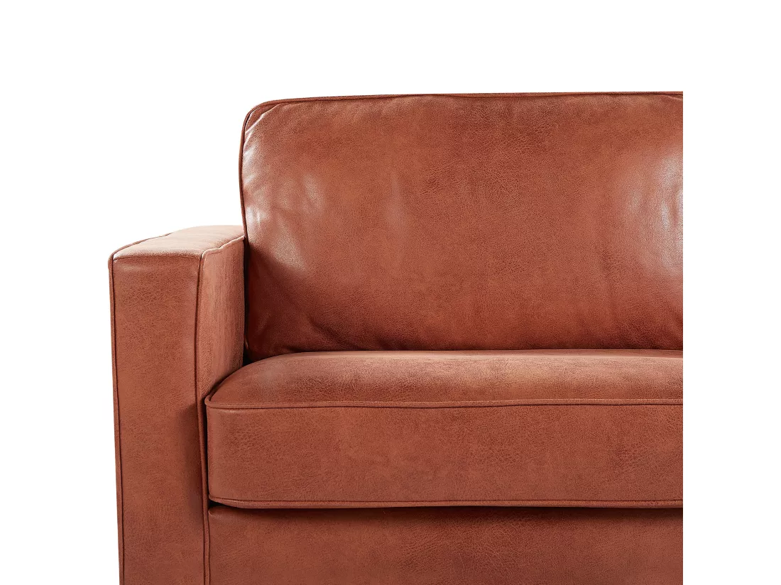 Ensemble canapé et fauteuil en cuir PU marron doré 4 places SAVALEN