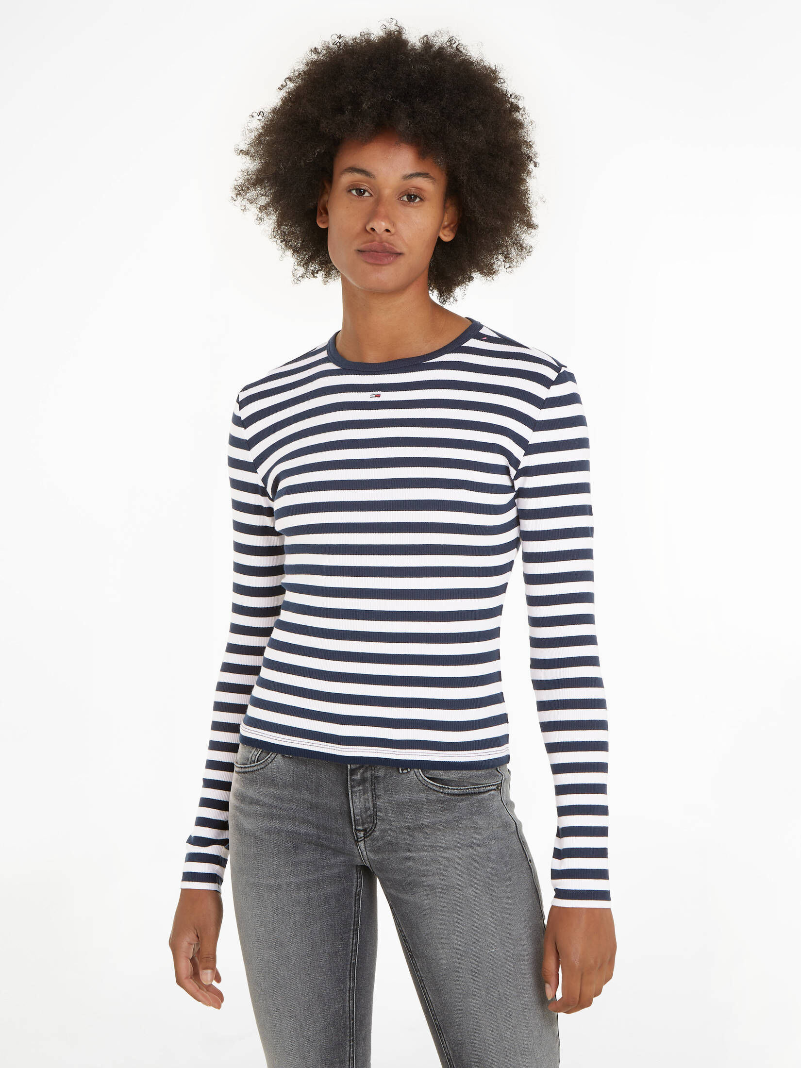Tommy Jeans| Damen Longsleeve TJW ESSENTIAL RIB STRIPE TOP