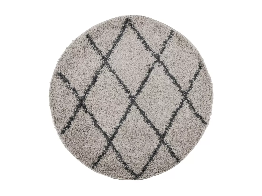 Tapis shaggy à poils longs moderne beige et anthracite ø 80 cm