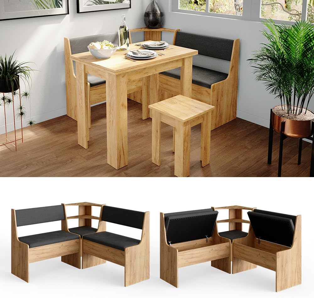 Vicco Esszimmer-Eckbank Roman, Goldkraft Eiche, 76.6 x 41.5 cm