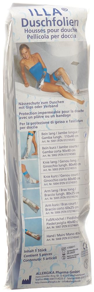 ILLA Dusch Schutzfolie 110x40cm Bein Btl 5 Stk