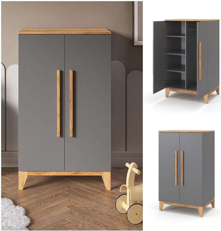 Vitalispa - Malia - Kinderkledingkast - Grijs - 53.4 x 120 cm