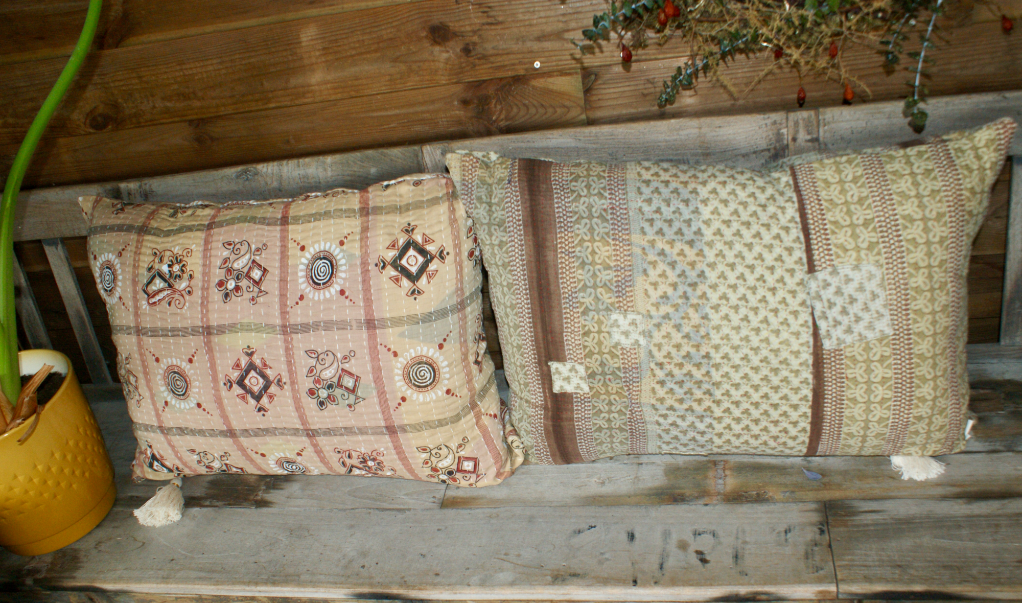 Kussen Kantha vintage 50x70 cm Camel