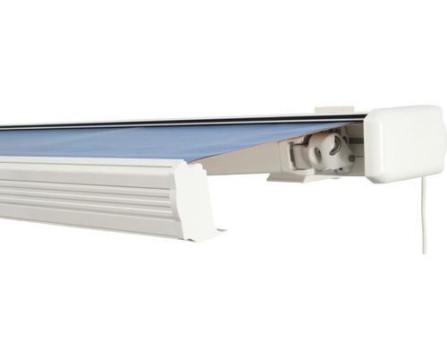 SOLUNA cassettescherm Exquisit 2,5x2 doekdesign 8204 frame RAL 9010 zuiver wit aandrijving rechts incl. motor en wandschakelaar