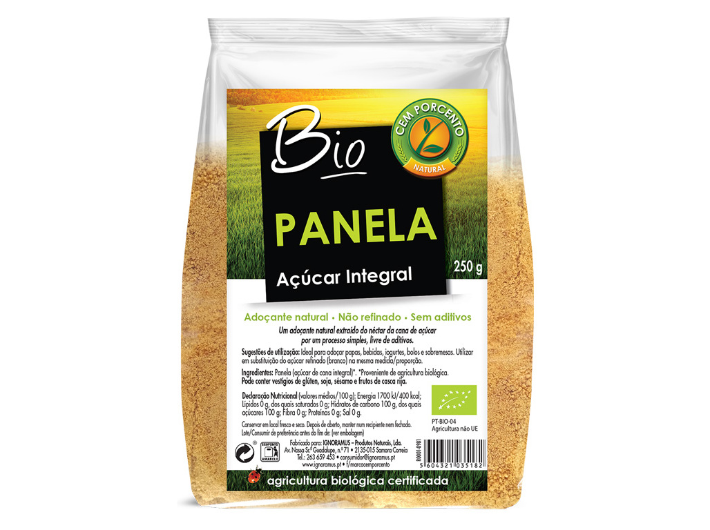 AÇÚCAR CEM PORCENTO CANA PANELA INTEGRAL 250G
