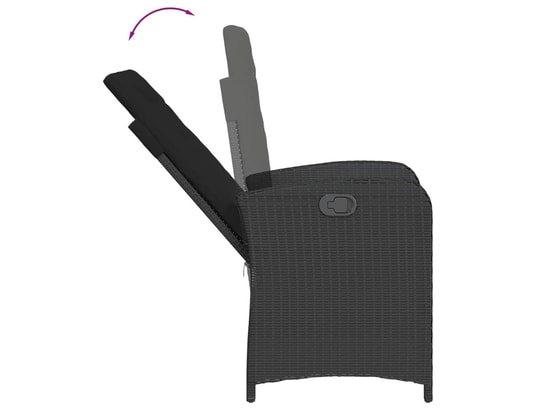 VIDAXL - Chaise inclinable de jardin avec coussins noir résine tress...