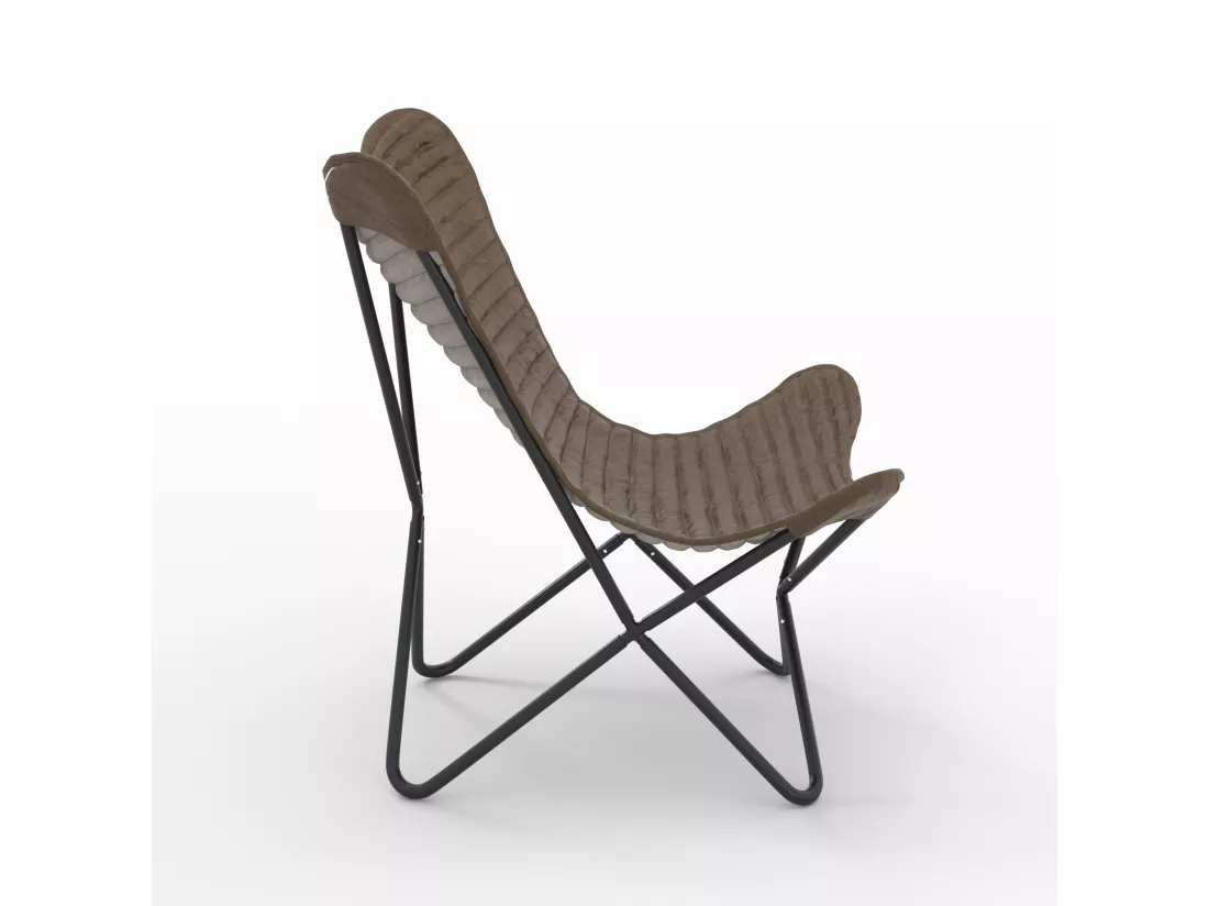 Fauteuil papillon en cuir - Octave