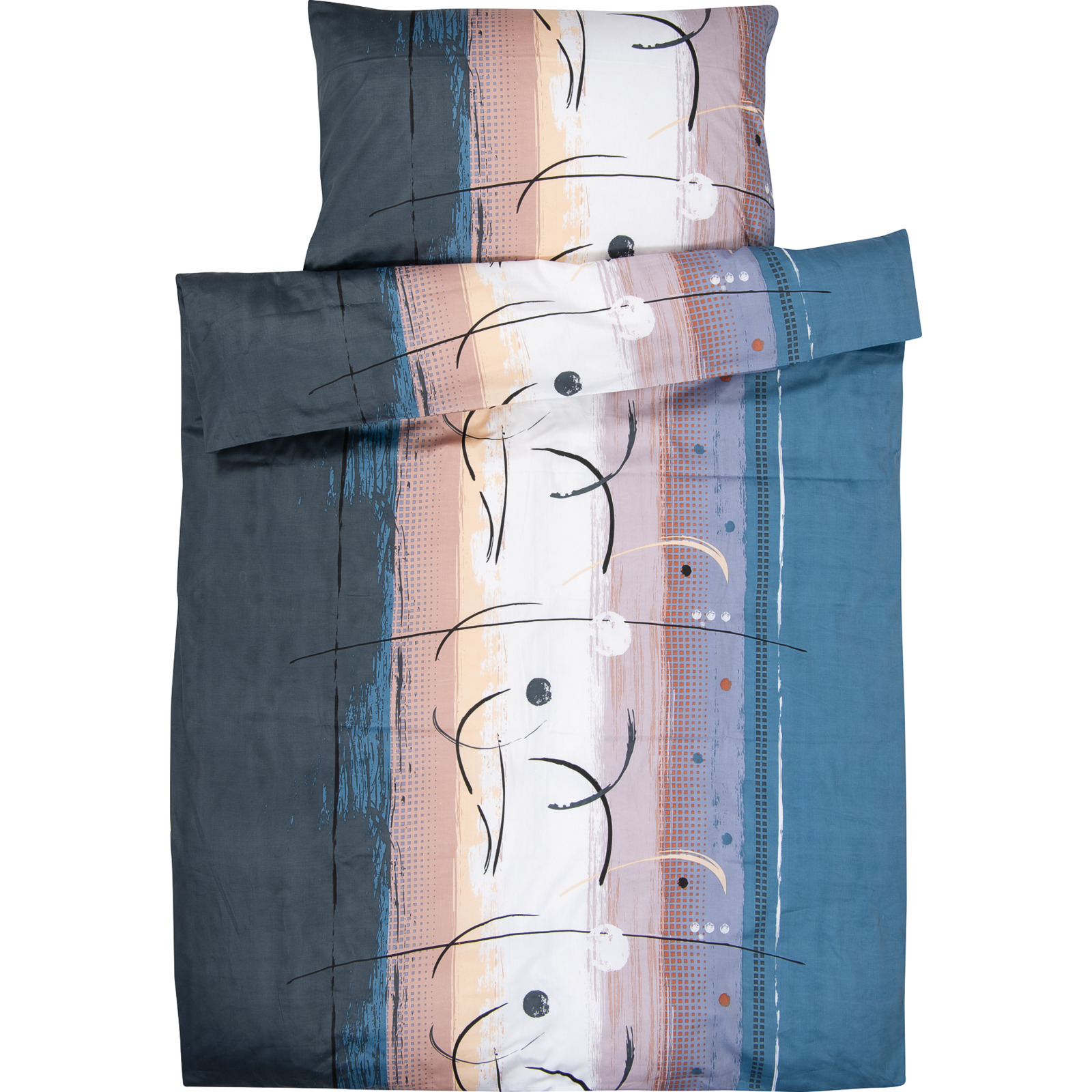 Bettwäsche mit blauem Muster 200x210 2x65x65 Bettanzug Fra