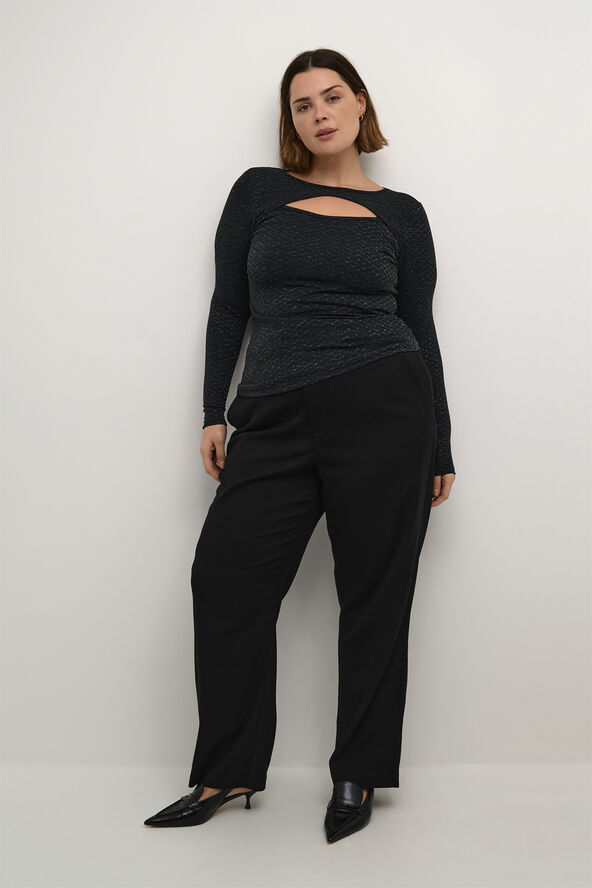 Kaffe Curve KCellia LS T-Shirt Black glitter jersey
