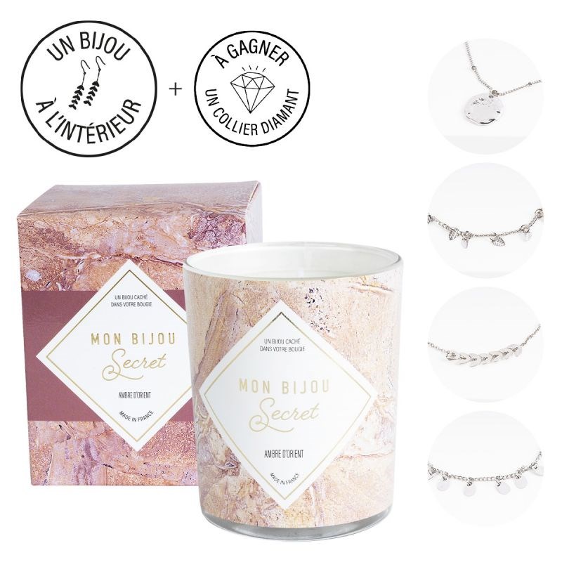 Bougie Bijou Bracelet argenté - Parfum Ambre d'orient - 40h