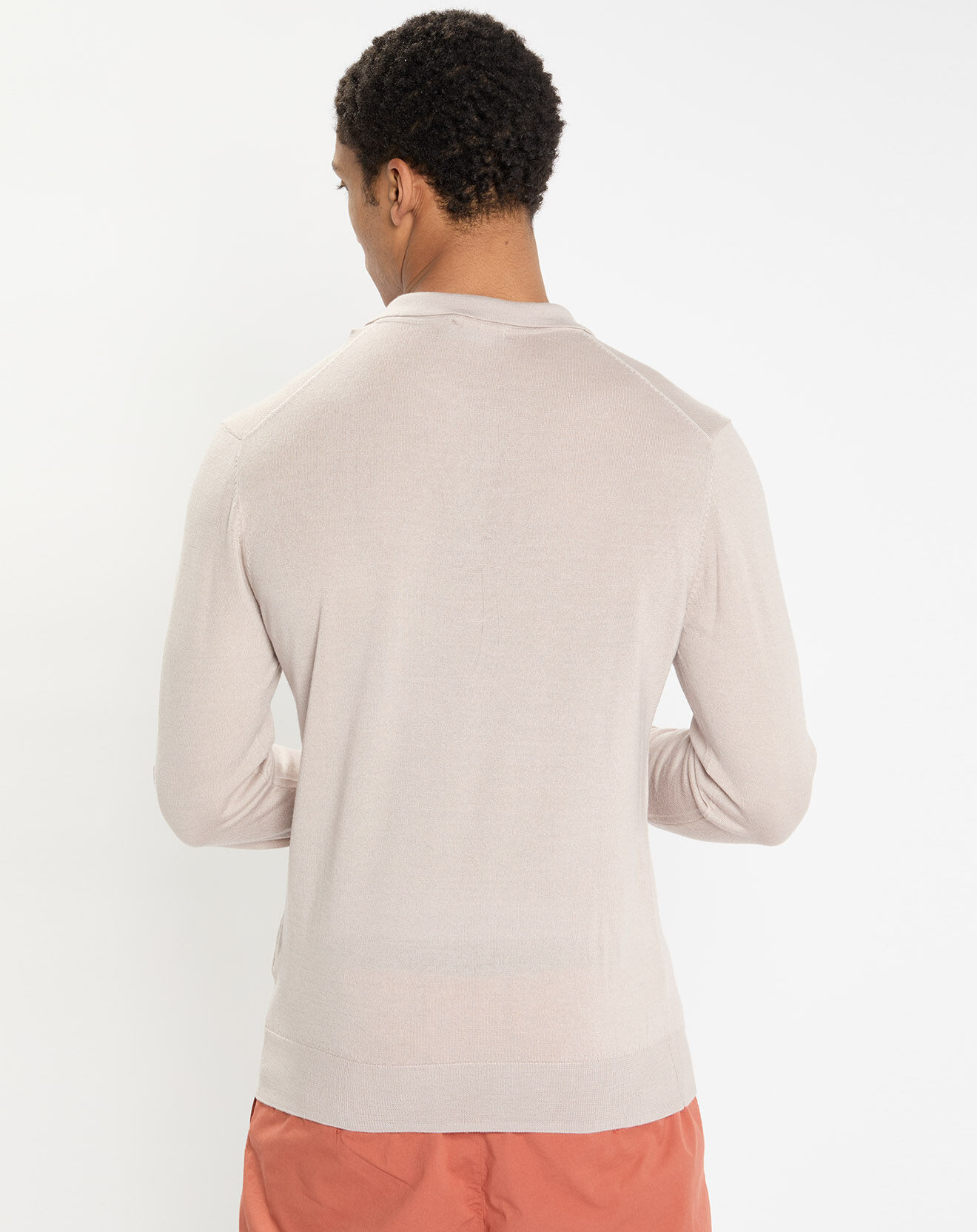Hackett London Pull polo en Laine & Soie beige