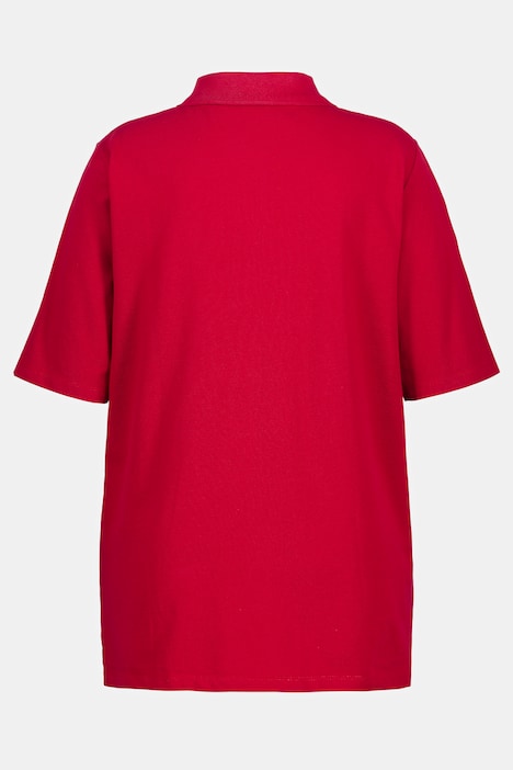 Poloshirt, Piqué, Polokragen, Samt-Knopfleiste, Halbarm