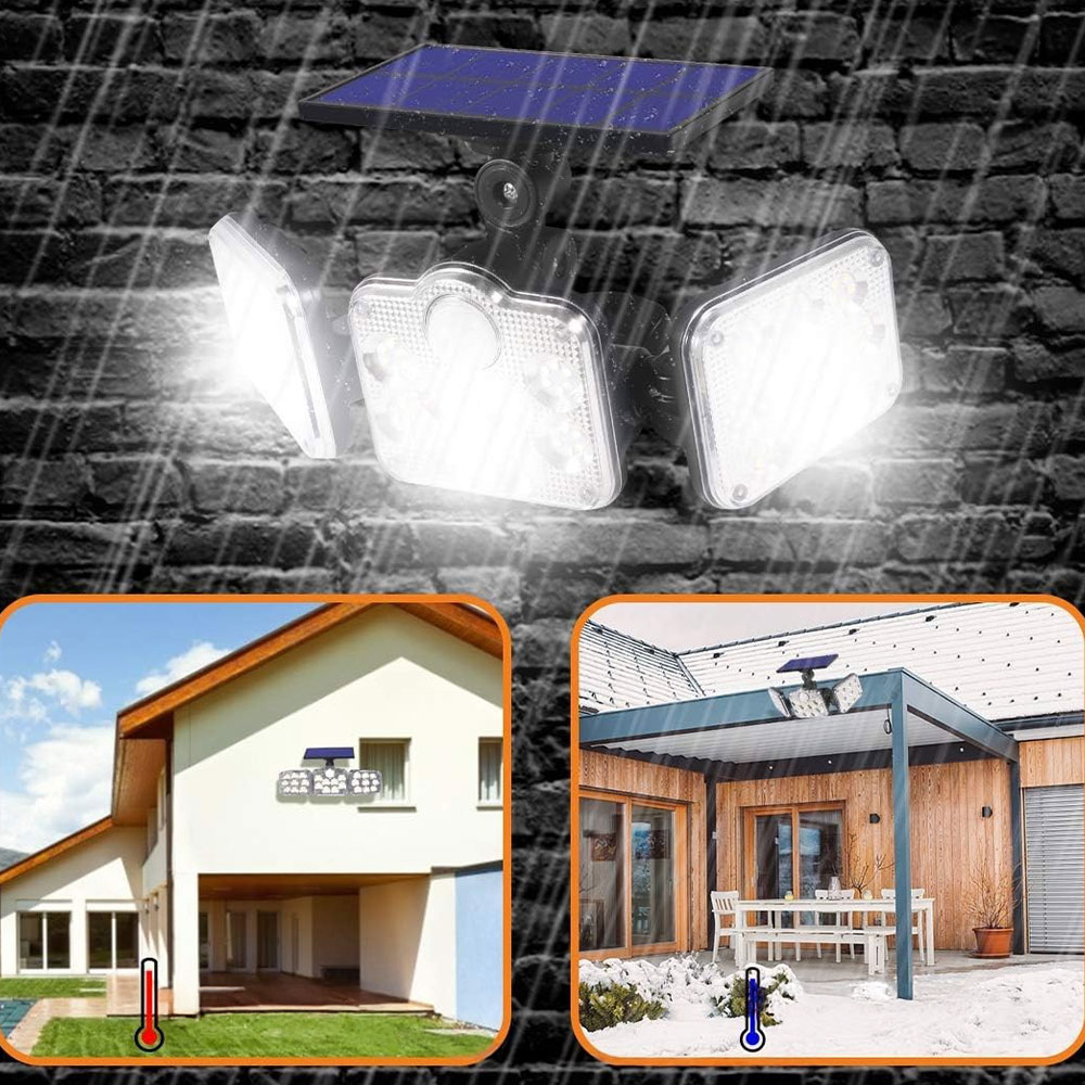 138 LED's Solar Outdoor Lampe Verstellbare Garten Wandleuchte Aussen Beleuchtung mit Bewegungsmelder / Fernbedienung (IPX44) - Schwarz