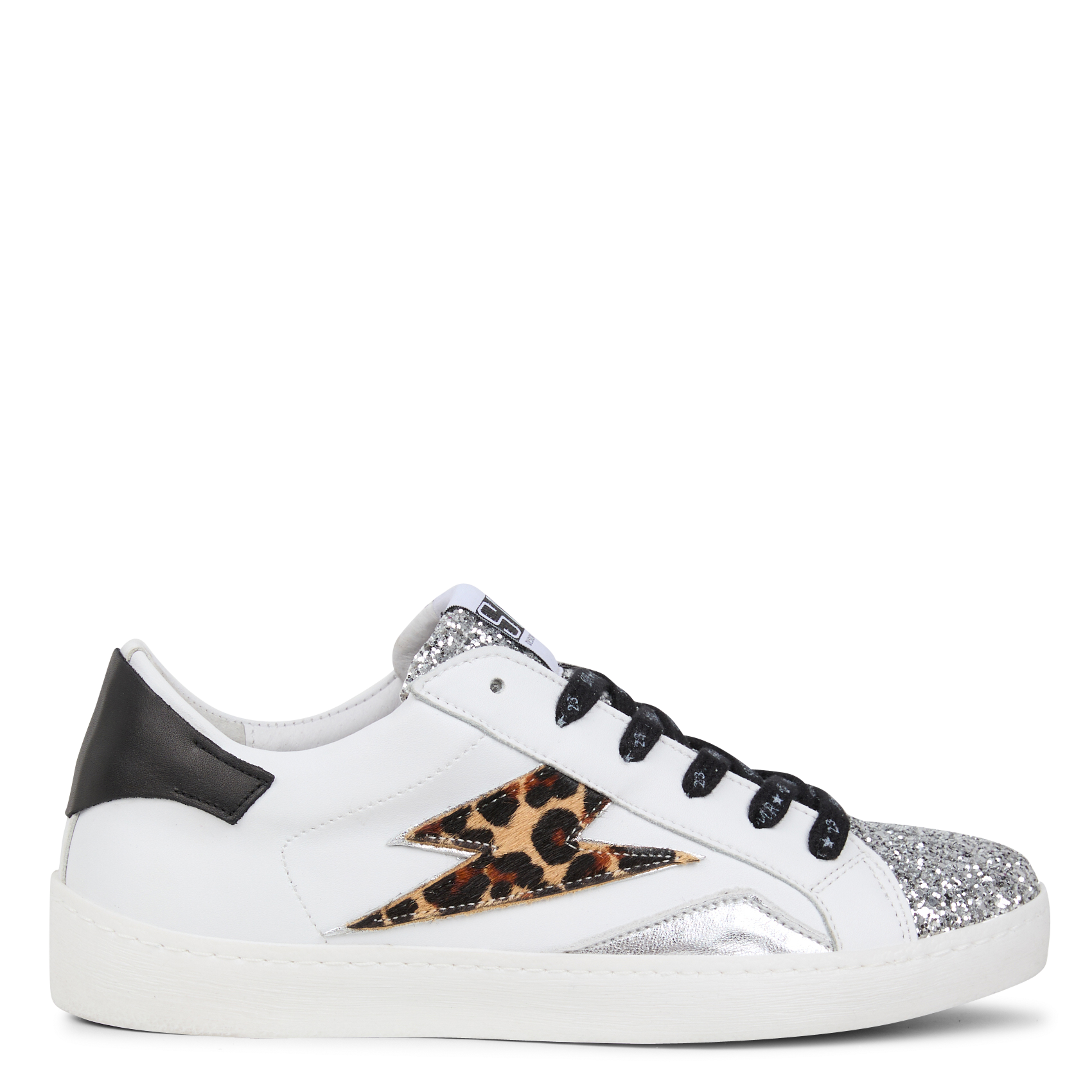 LARRY - Baskets basses en cuir à paillettes | Blanc