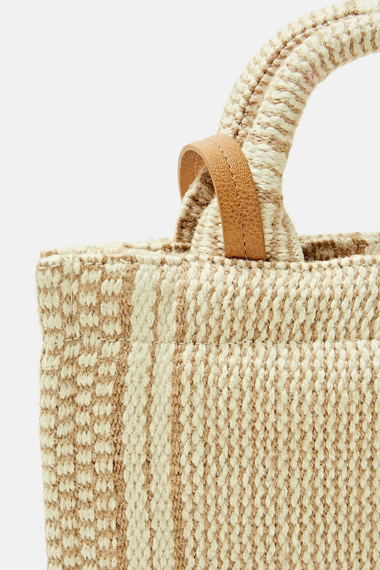 Bolsa de tecido em blocos de cores com fibra de yuute - Estampa marrom